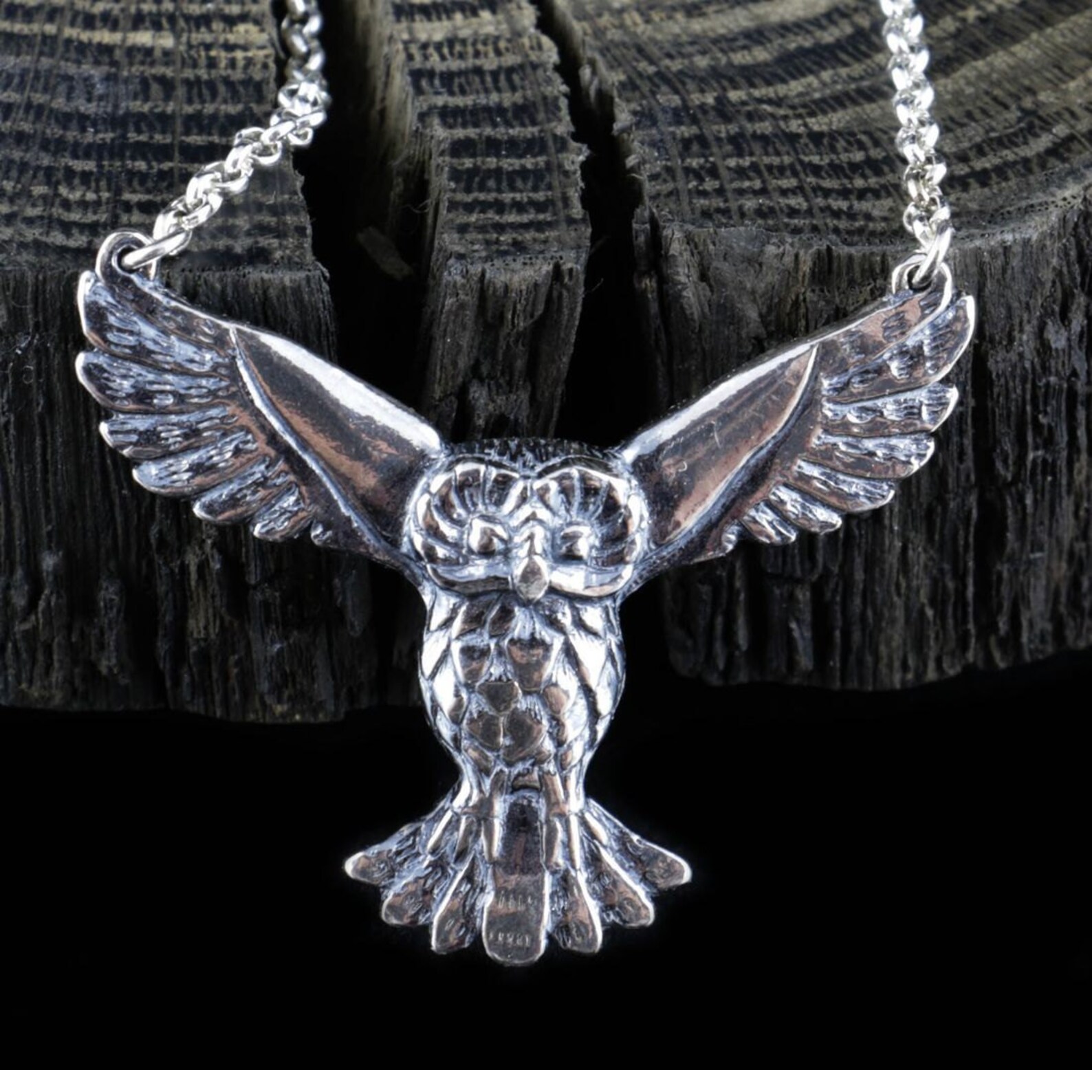 Flying Owl Sterling SILVER Necklace Pendant Celtic Pagan Etsy