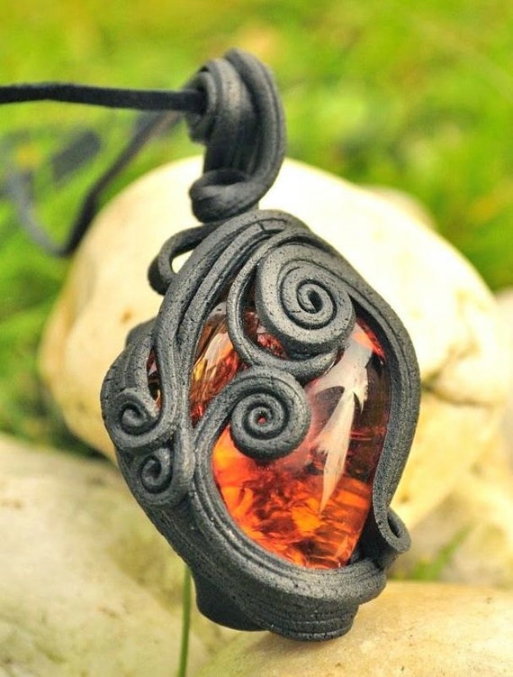 THE FIRE Fantasy Glass Pendant Necklace Jewelry Jewellery | Etsy