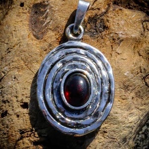 Sterling Silver Garnet Pendant - Agara