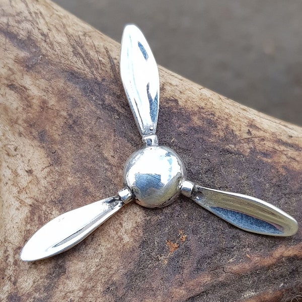 Spitfire Supermarine Propeller SILVER Pendant British Fighter Aircraft RAF World War II Royal Air Force Plane Patriotic Necklace Charm Jewel