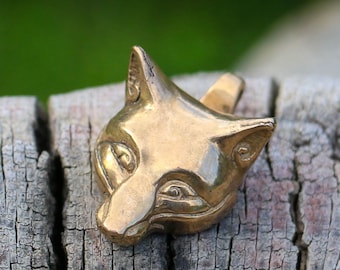 CELTIC FOX Head Pendant Bronze Jewel Necklace Foxes Animal Animals Pagan Forest Jewellery Jewelry Wilderness Nature Vulpes Red Sca