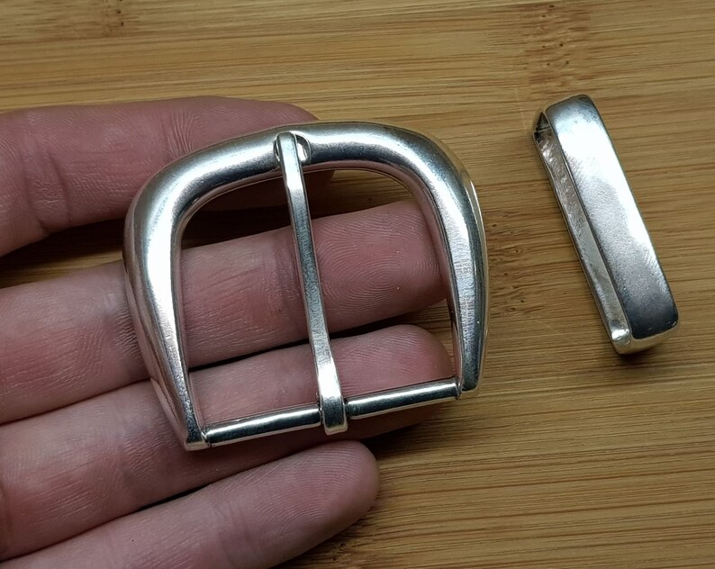 Modern Style Sterling Silver Belt Buckle With Silver Loop Etsy