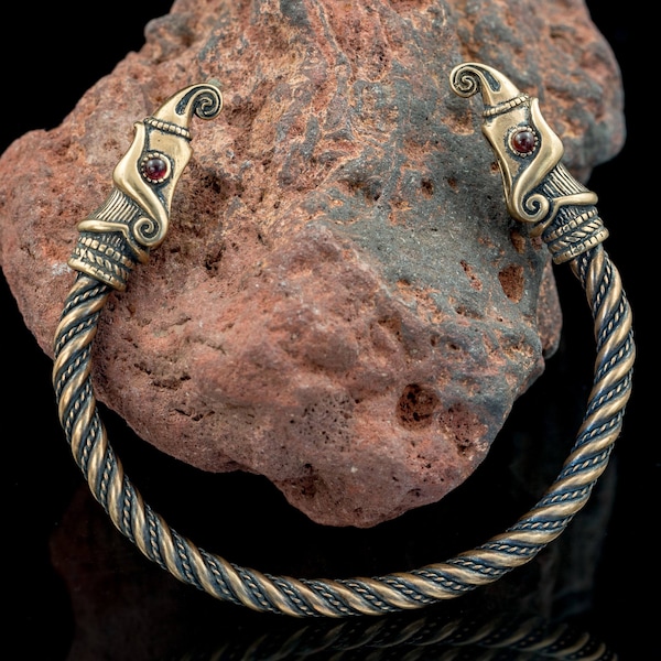 RAGNAR Viking Huginn and Muninn Bronze Bracelet Jewelry Jewellery Pagan Norse Bangle Ravens Raven Crow Braided Vikings Lodbrok