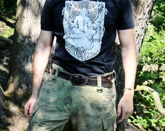 CERNUNNOS T-Shirt Featuring the PAGAN God of the Forrest Guardian Guide to the Other World Kernunn Cernunnos Men&#39;s Unisex Black Underworld