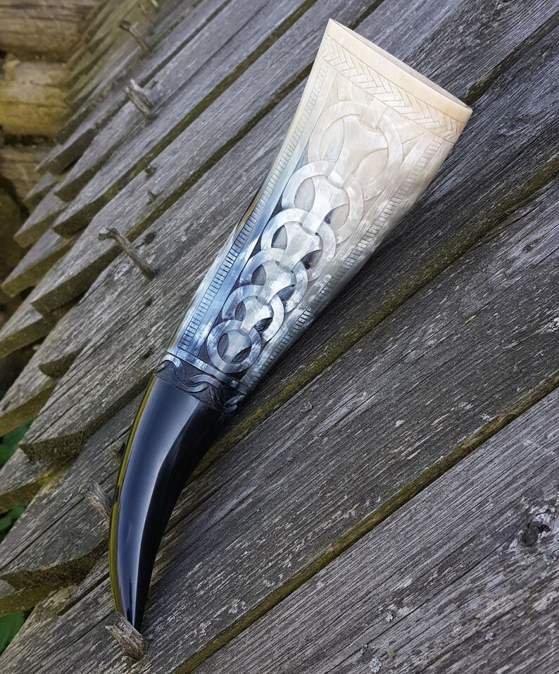 GRÍMAR Engraved VIKING Drinking HORN Deluxe Edition Carved Etsy
