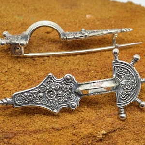 Sterling Silver FIBULA BROOCH with a PIN Archaeology Museum Copy Costume Medieval Middle Ages Pagan Viking German Dark Age Reenactment Sca
