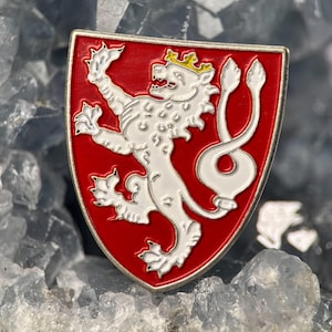 Bohemia, León checo, escudo medieval, pin, insignia, escudo bohemio