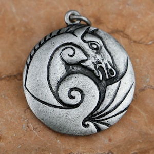 CELTIC HORSE, Equestrian Pendant/Amulet, tin alloy/zinc/pewter