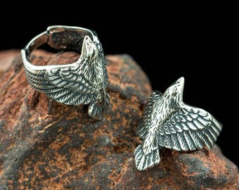 Sterling Silver Raven Ring