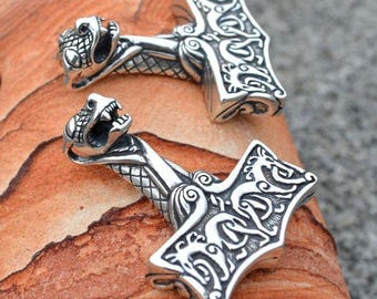 Sterling Silver Thor’s Hammer Pendant - Oseberg Style