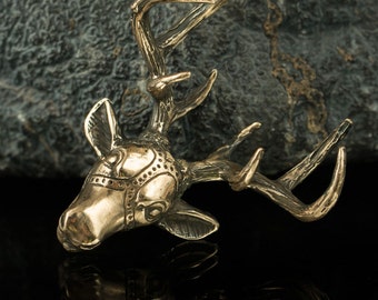 STAG DEER Bronze necklace Shamanic jewelry Witchcraft jewelry inspired by Celtic jewelry and viking jewelry