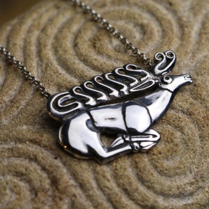 Scythian Stag Necklace sterling silver Deer Ancient Pendant Jewel Jewellery Jewelry