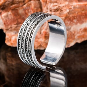 GEIR Viking Ring Sterling Silver Adjustable Medieval Middle Ages Dark Age Norse Pagan Vikings Norse Jewelry Jewellery Replica Sca