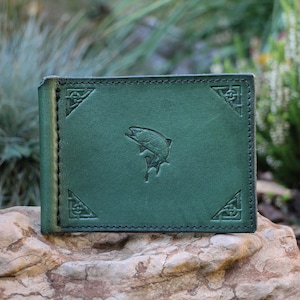 Cartera de piel con forma de pez - Verde