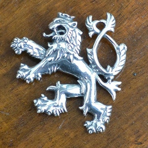 Czech Two Tailed Lion Bohemian Bohemia Czechoslovakia Slovakia Cesky Ceska Repunlika Praha Silver Pendant Lev Coat of Arms image 2