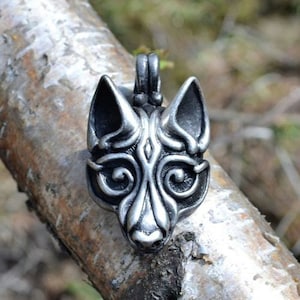 Tin Viking Wolf Head Pendant Jewel Celtic Pagan Jewelry Jewellery Necklace Fenrir