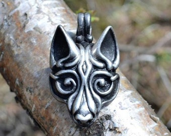 Tin Viking Wolf Head Pendant Jewel Celtic Pagan Jewelry Jewellery Necklace Fenrir