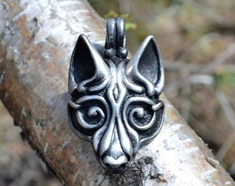 Pendentif tête de loup viking en étain, bijou celtique, bijoux païens, collier Fenrir