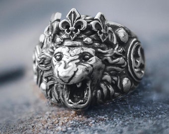LION Regal King's Sterling Silver Ring Gothic Medieval Charles IV Holy Roman Emperor King of Bohemia British Design Historical Gothic