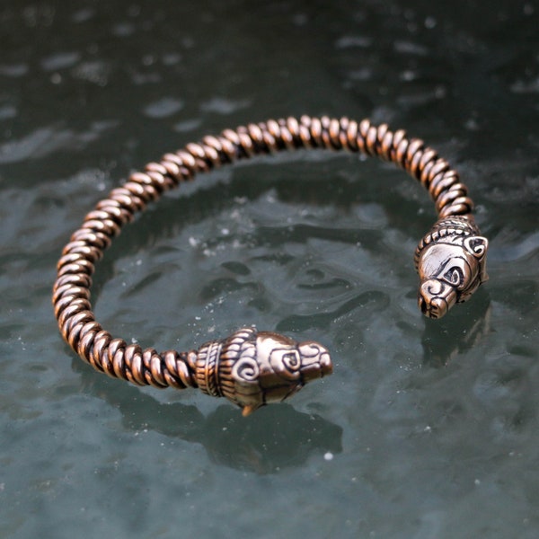 BJÖRN Bär Bronze Armband Juwel Wikingerschmuck Schmuck Pagan Norse Berserker Cuff Bears Head Metal Twisted Tribal Celtic Warrior