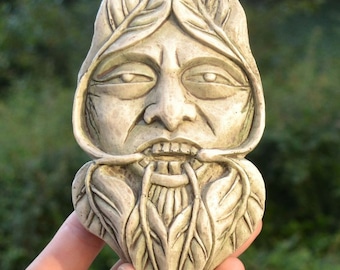 GREENMAN WALL PLAQUE Celtic Leaf Face Jack in the Green