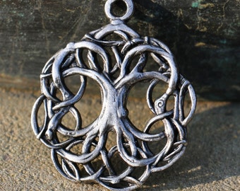 Celtic TREE of LIFE Pewter Pendant Tin Necklace Charm Pagan Wicca Arbor Vitae Yggdrasil Viking Vikings Norse Mythology Fantasy Sca