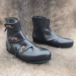 Leather Viking shoes, Early Middle Ages, black