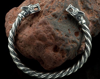 Fenrir bracelet Viking Wolf Silver Bracelet Pagan Norse Head Wolves Jewellery
