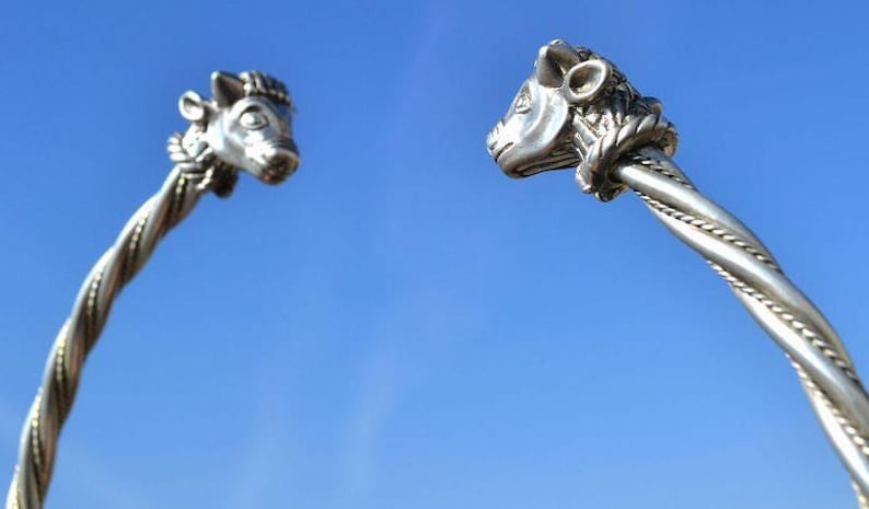 Sterling Silver Celtic Bull Head Torc image 2