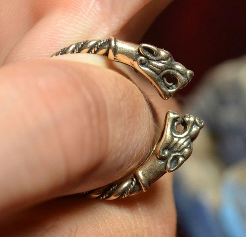 Viking WOLF Head BRONZE Ring Celtic Pagan Jewelry Jewellery Rings Asatru Iceland Artisan image 4
