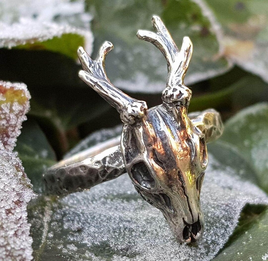 Shaman Rind Sterling Silver Shaman Ring - Deer Skull - Etsy