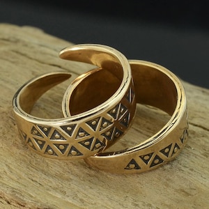 Bronze VIKING RING Adjustable Hand Stamped Open Artisan Jewelry from Bohemia