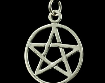 PENTACLE Pentagram Sterling SILVER Pendant Necklace Charm Pagan Wicca Witch Witchcraft Wizard Druid Jewelry Jewellery Celtic Paganism