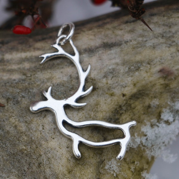 PORO, Renne sami, PENDENTIF argent 925 - Sami Shaman, boucles d'oreilles argent 925 Sampi Laponie Laponia Shamanic Stag Deer