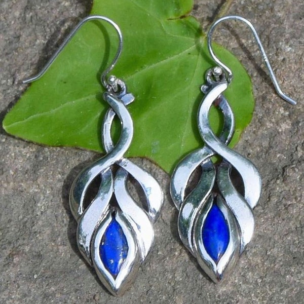 COLLEEN Sterling Silver Earrings with Lapis Lazuli Celtic Knots Knotted Gem Gems Gemstone Hand Made Jewellry Jewel Jewellery Pagan Celtic