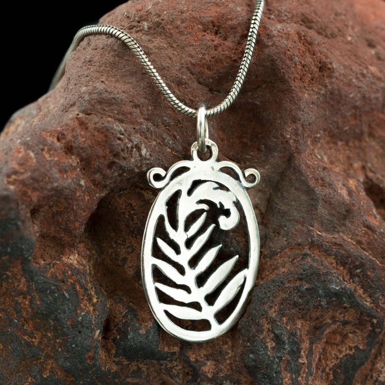 FERN Sterling Silver Pendant Necklace New Zealand All in black Etsy