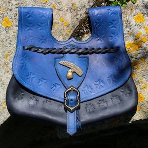 King OTAKAR Medieval Pouch 14th Century blue black Bronze Knight Replica SCA Larp historical replica middle ages leather bag for belts