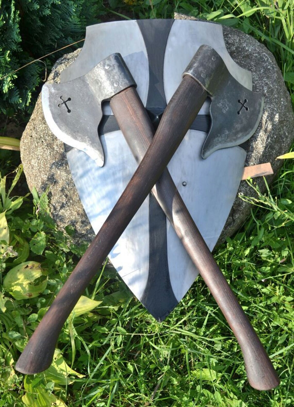 SINGLE Handed AXE with CROSS Medieval Crusader Axes Etsy