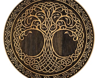 Wooden Wall Art - Tree of Life - Yggdrasil Norse Oak Wall Decor