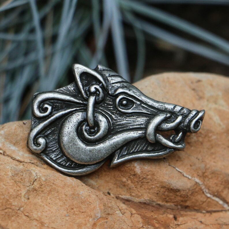 Celtic BOAR Head Pendant Zinc Necklace Jewel Scottish Pictish Etsy