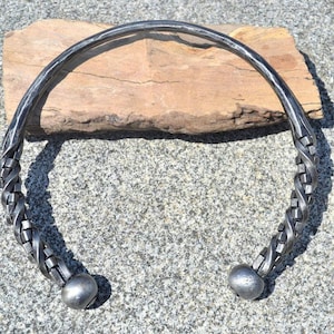 Hand Forged Celtic Iron Torc - Adjustable Pagan Necklace