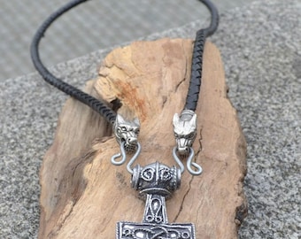 Swedish Tin THOR&#39;s HAMMER Pendant Necklace Viking Mjollnir Mjolnir Mjolner
