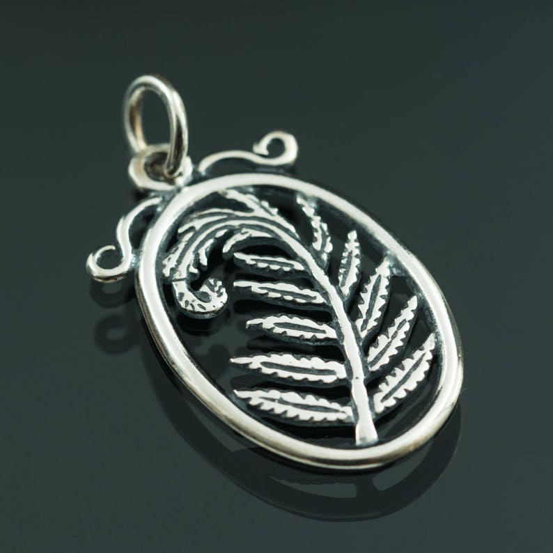 FERN Sterling Silver Pendant Necklace New Zealand All in black Etsy