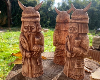 VELES Pagan Slavic God Hand Carved Wooden Statue Idol Sculpture Slavonic Mythology Paganism