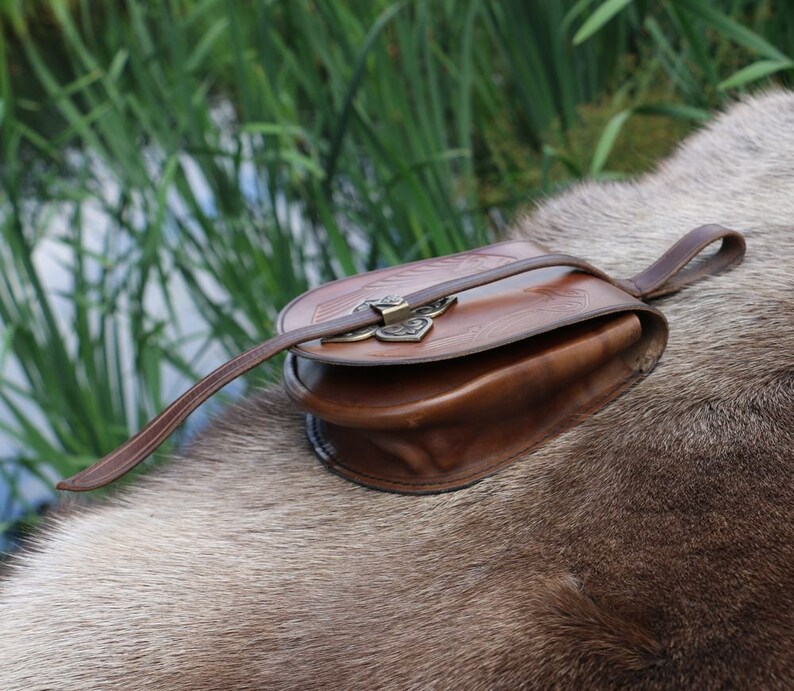 Two Ravens Early Medieval Leather Bag Carved Viking Pouch for Etsy