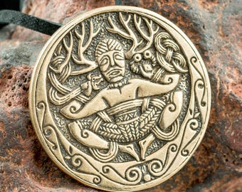 CERNUNNOS Celtic God of Forest BRONZE deer Necklace inspired by Celtic mythology and viking jewellery