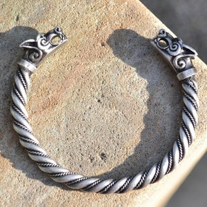 FENRIR VIKING WOLF Pewter Bracelet Pagan Norse Head Wolves Bangle Jewel Jewelry Jewellery Iceland Thor Hammer Mjollnir Museum Pewter Ragnar image 1