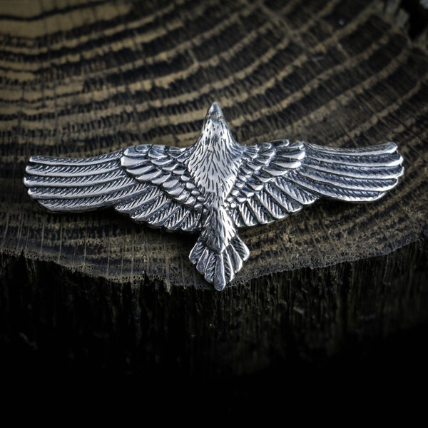 Flying CROW Raven pendant sterling silver Necklace Celtic Viking Jewelry Jewellery Bird Morrighan Morrigan Jackdaw Corvus Rook Pagan Charm