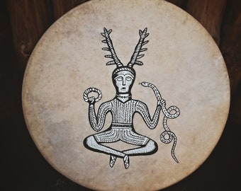 Cernunnos CELTIC FRAME DRUM Painted Shaman Shamanic Irish Pagan Drum Ireland Bodhran Sound Healing Ceremony