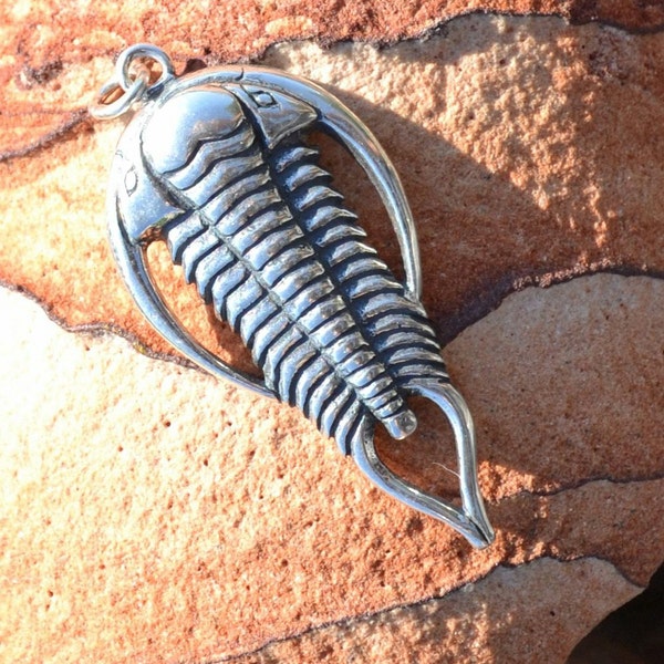 Trilobit Trilobit Sterling Silber Anhänger Halskette Amulett Juwel Fossil Vorgeschichte Metall Schmuck